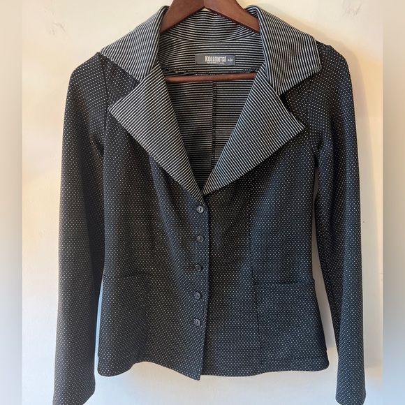 Kollontai Black Polka Dot Striped Women's Blazer S VGUC - Picture 1 of 6